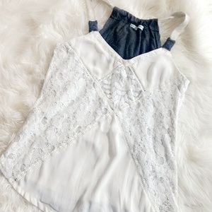 White and Grey Lace tank top